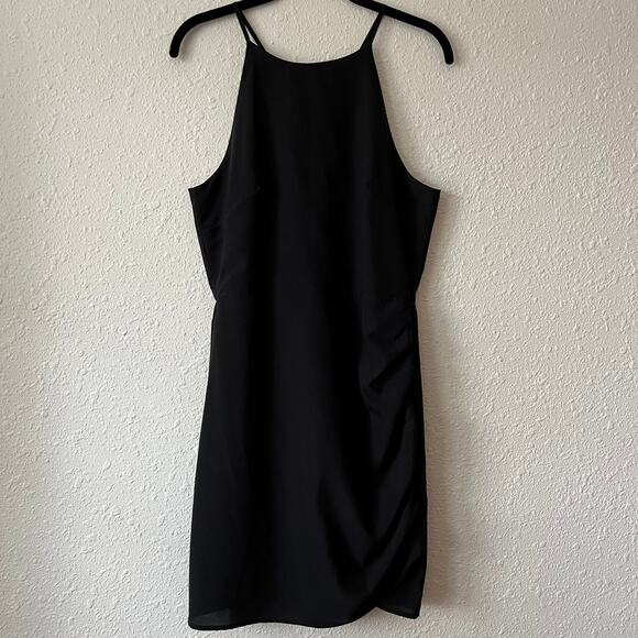 The Impeccable Pig Dresses & Skirts - Impeccable Pig Black Halter Neck Rouched Dress Size Medium